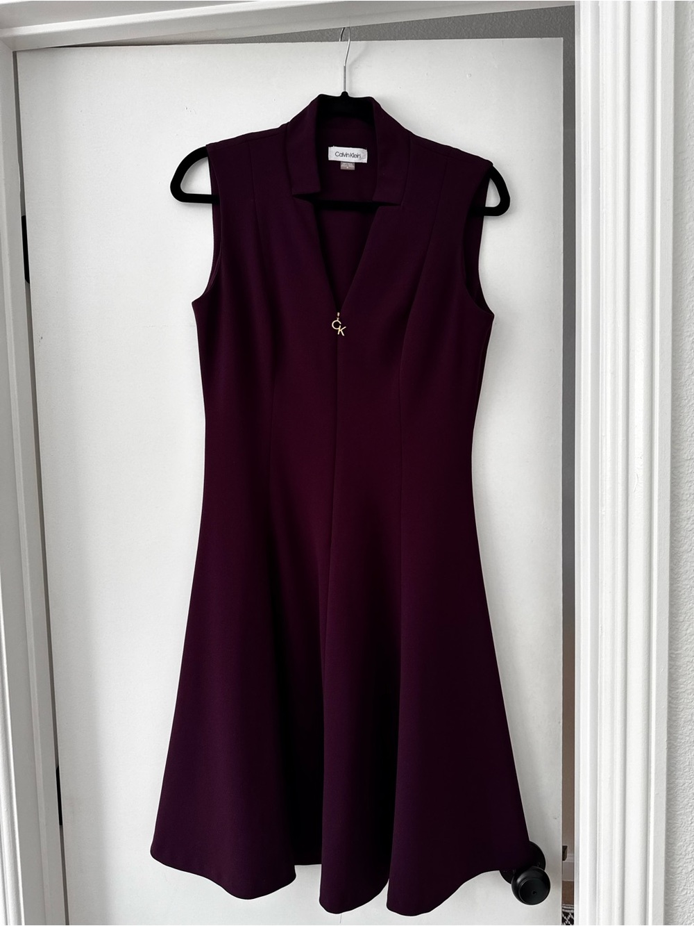 Calvin Klein Plum Sleeveless Fit-and-Flare Dress